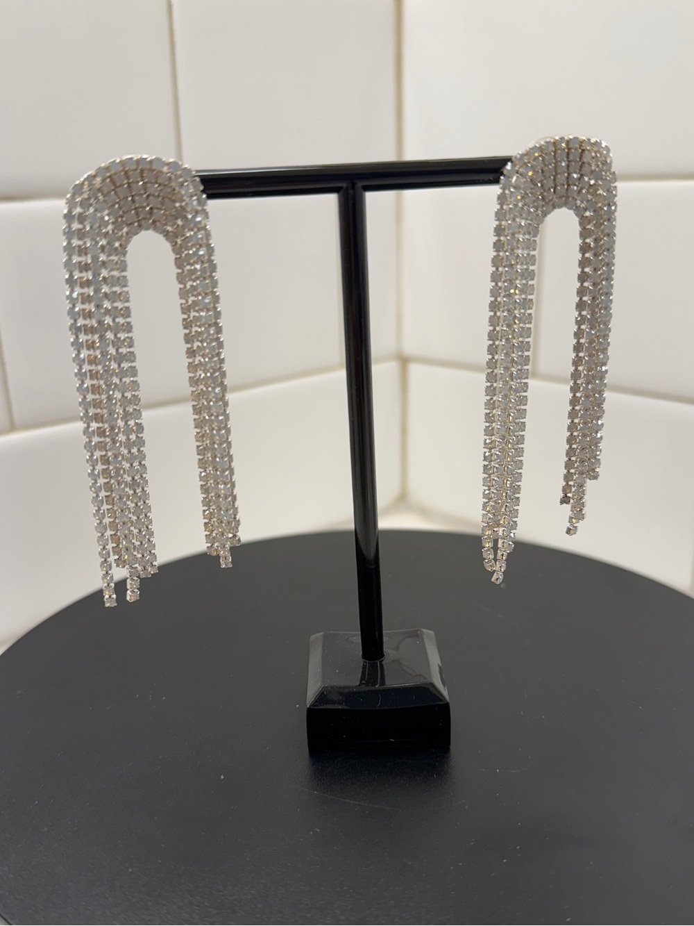Silver Crystal Fringe Drop Earrings - Fashion Jewelry